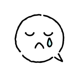 涙を流して悲しむ顔・手描き・白ふきだし