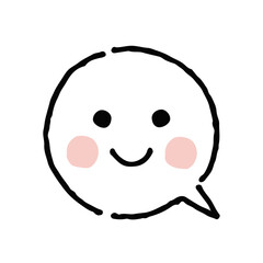笑顔・手描き・白ふきだし
