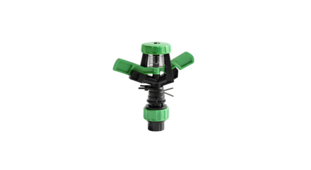 Isolated on transparent background, a green lawn sprinkler provides efficient irrigation for gardens, lawns, and landscapes, ensuring healthy plant growth