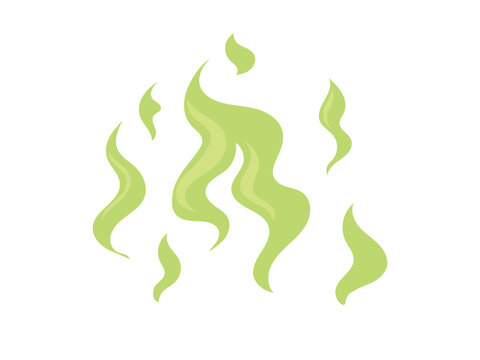 Smelly smoke icon, stink clouds, nasty odor green fumes poison gas