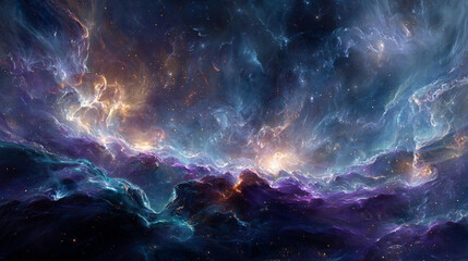 Photorealistic Deep Space and Colorful Galaxy, Generative AI
