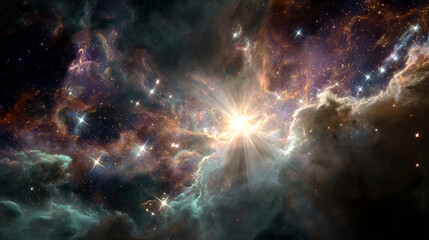 Photorealistic Deep Space and Colorful Galaxy, Generative AI
