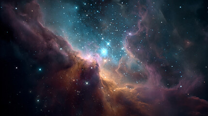 Photorealistic Deep Space and Colorful Galaxy, Generative AI
