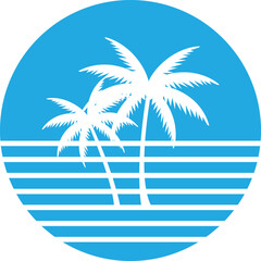 Palm Trees and Ocean Waves Circle Logo