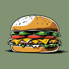 realistic and detailed burger vector illustration