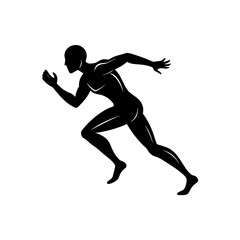 Silhouette of man running on transparent background