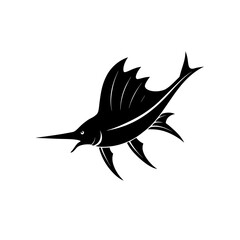 Silhouette of a marlin fish on transparent background