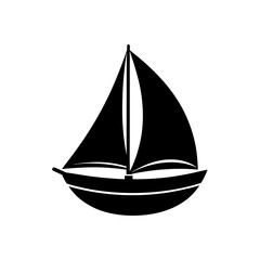 Silhouette of a sailboat on transparent background