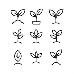 Leaf icon set outlined vector icon.
