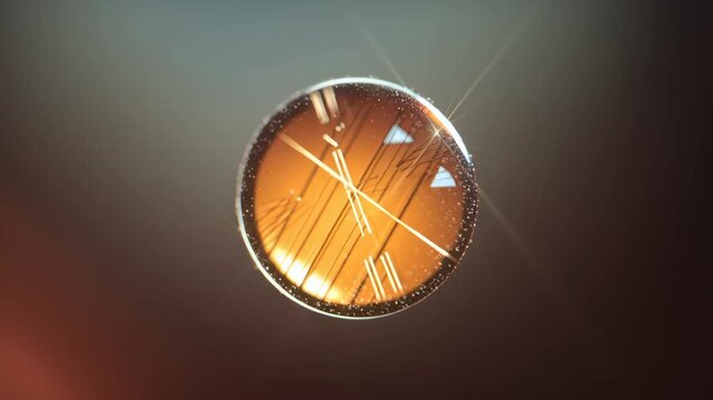 Round amber droplet reflecting hairlike fibers and light streak with golden circular lens etched lines and warm bokeh glow