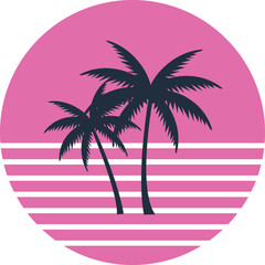Retro Palm Trees Summer Vibes Graphic