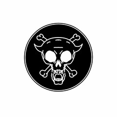 Simple skull logo black white vector design 