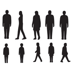 human silhouettes, man icon, various poses, gestures and 
movements vector