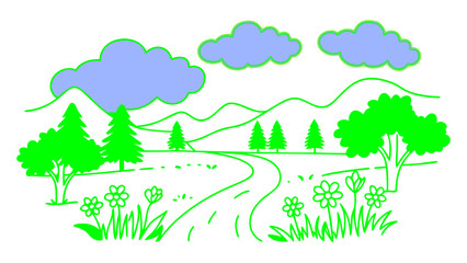 landscape with trees and forest