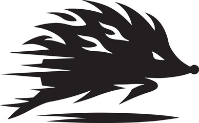 Hedgehog black silhouette vector logo