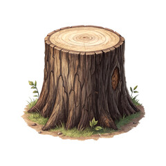Rustic Wooden Tree Stump - Nature Illustration for Forest Decor