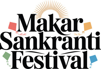Obraz premium Makar Sankranti Festival Calligraphy with Kites Design .