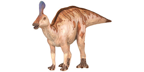 Realistic model of a Parasaurolophus dinosaur.