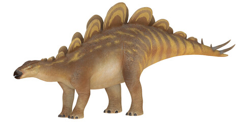 Realistic 3D rendering of a Stegosaurus dinosaur.