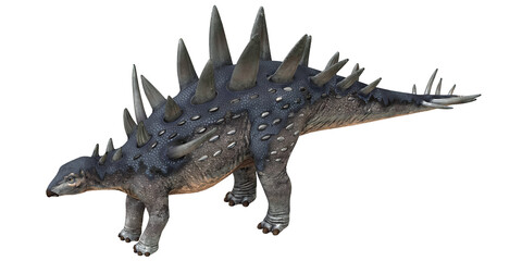 Fototapeta premium Realistic Stegosaurus dinosaur model on white background.