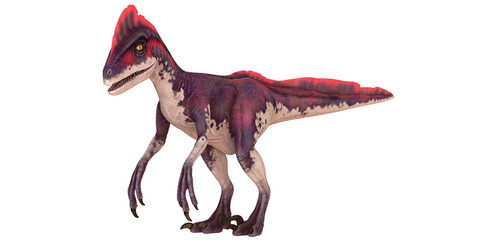 Vibrant dinosaur rendering with a striking red crest.