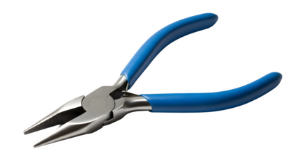 Needlenose pliers isolated on transparent background, a versatile hand tool for gripping, bending, and cutting wires in various applications