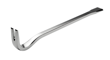 Shiny new crowbar isolated on transparent background a versatile tool for prying, demolition, and construction, ready for use in various projects