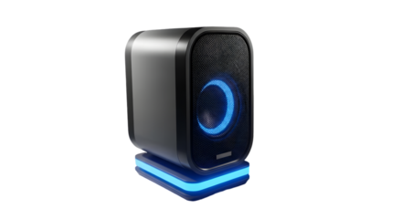 Speaker Futuristik Dengan Pencahayaan Biru