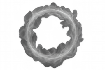 Smoke ring forming an abstract spiritual circle on transparent background, conveying energy, mystery, and magic