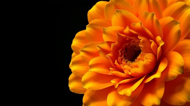 Beautiful orange zinnia flower blooming macro