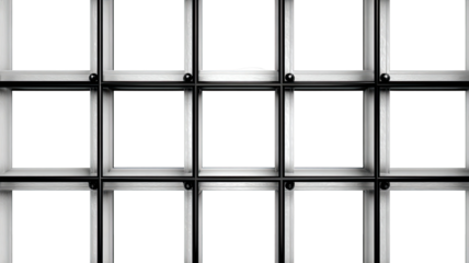 a square window frame with a grid pattern isolated on white background