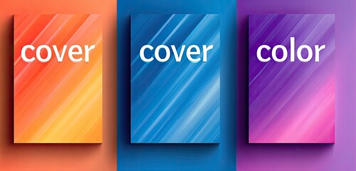 Abstract Three Rectangular Colorful Covers with Diagonal Brushstroke Texture Design for Editorial Use in Various Shades