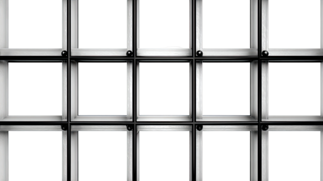 a square window frame with a grid pattern isolated on white background