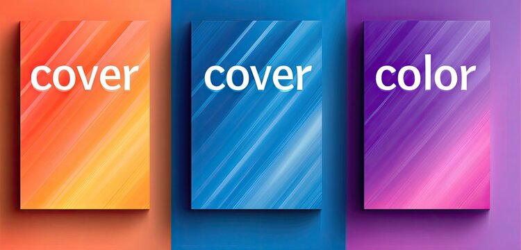 Abstract Three Rectangular Colorful Covers with Diagonal Brushstroke Texture Design for Editorial Use in Various Shades