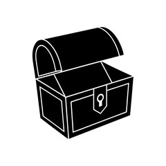 Open antique treasure box on transparent background silhouette