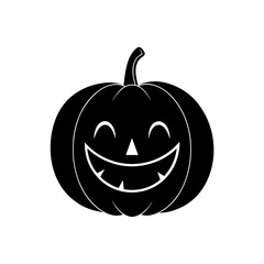 Silhouette pumpkin face on transparent background