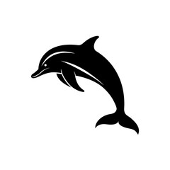 Silhouette of a dolphin on transparent background