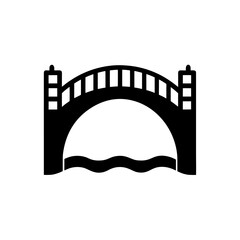 Silhouette arched bridge on transparent background