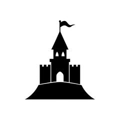 Silhouette castle tower on transparent background