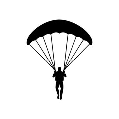 Silhouette of paragliding on transparent background