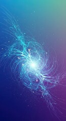 Glowing abstract light streaks emanate from a bright energy core.