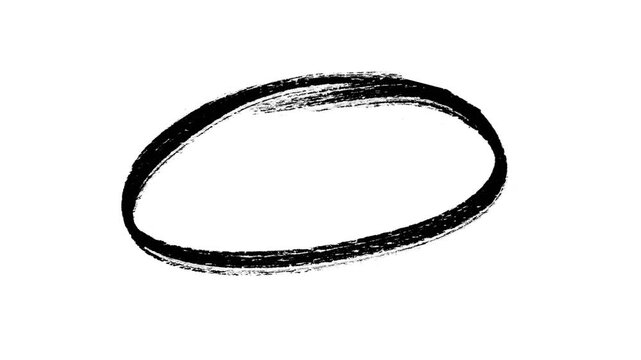 Hand-drawing doodle oval frame circle round animation, Circle marker with drawing effect, highlighter, design elements, ink brush