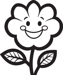 Cute smiling flower cartoon illustration with happy cheerful expression design