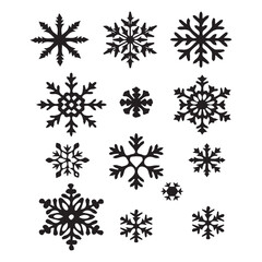 Flat christmas season elements silhouette