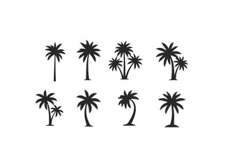 Collection of black palm tree silhouettes