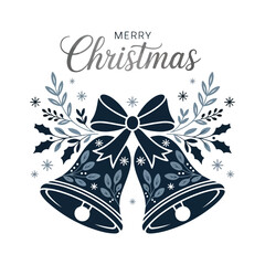 
Hand drawn background with lettering and christmas bells