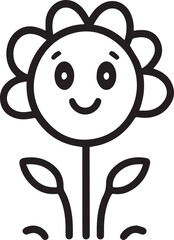 Cute smiling flower cartoon illustration with happy cheerful expression design