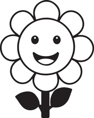 Cute smiling flower cartoon illustration with happy cheerful expression design