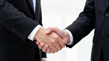 Two men in suits shaking hands