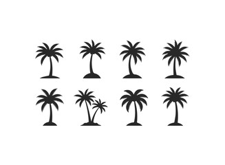 Set of black palm tree icons